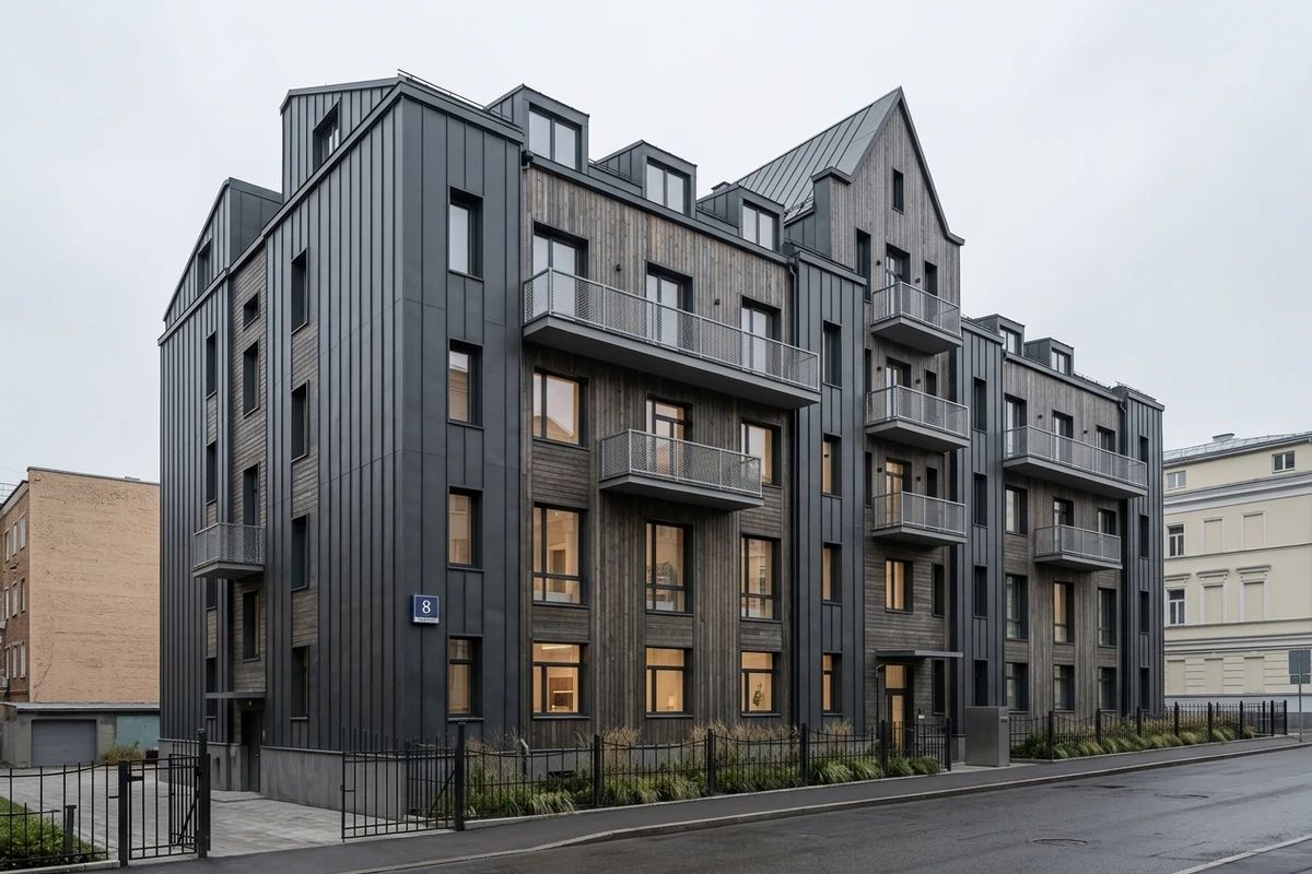 Дизайн фасада в стиле Барнхаус — фото от нейросети AI Facade