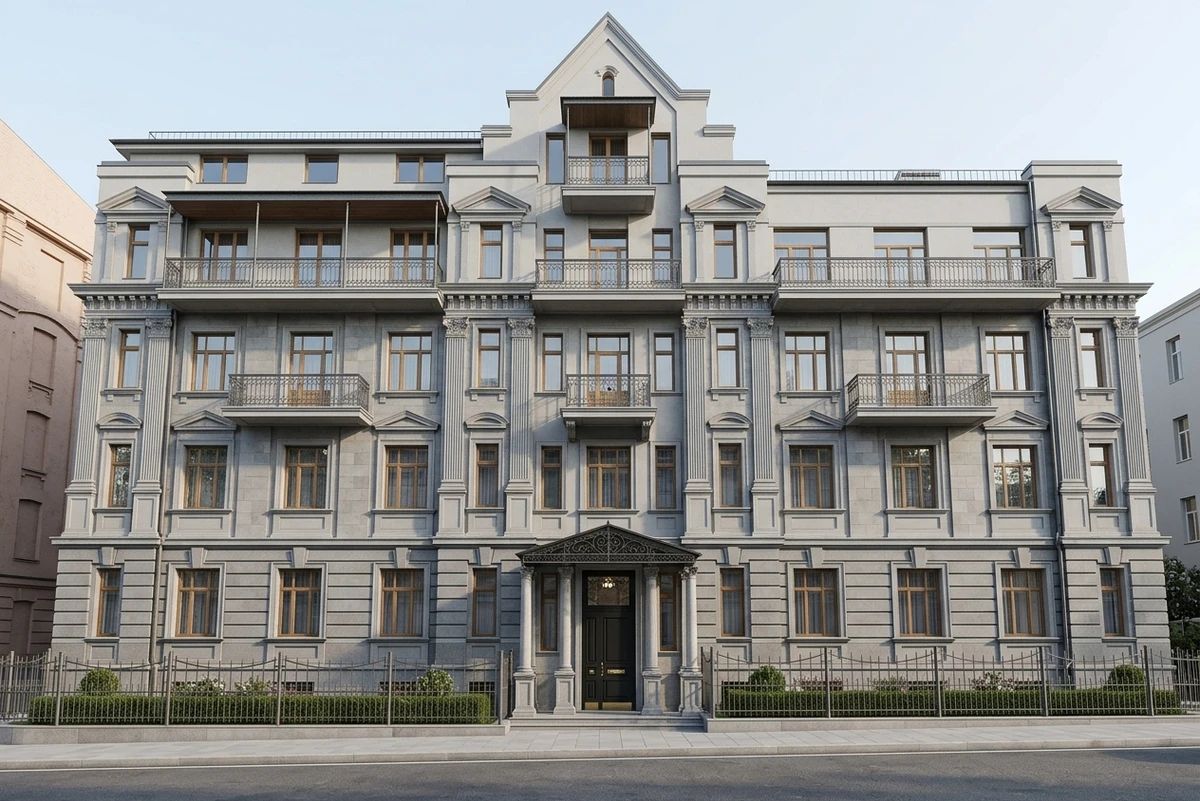 Дизайн фасада в стиле Неоклассика — фото от нейросети AI Facade