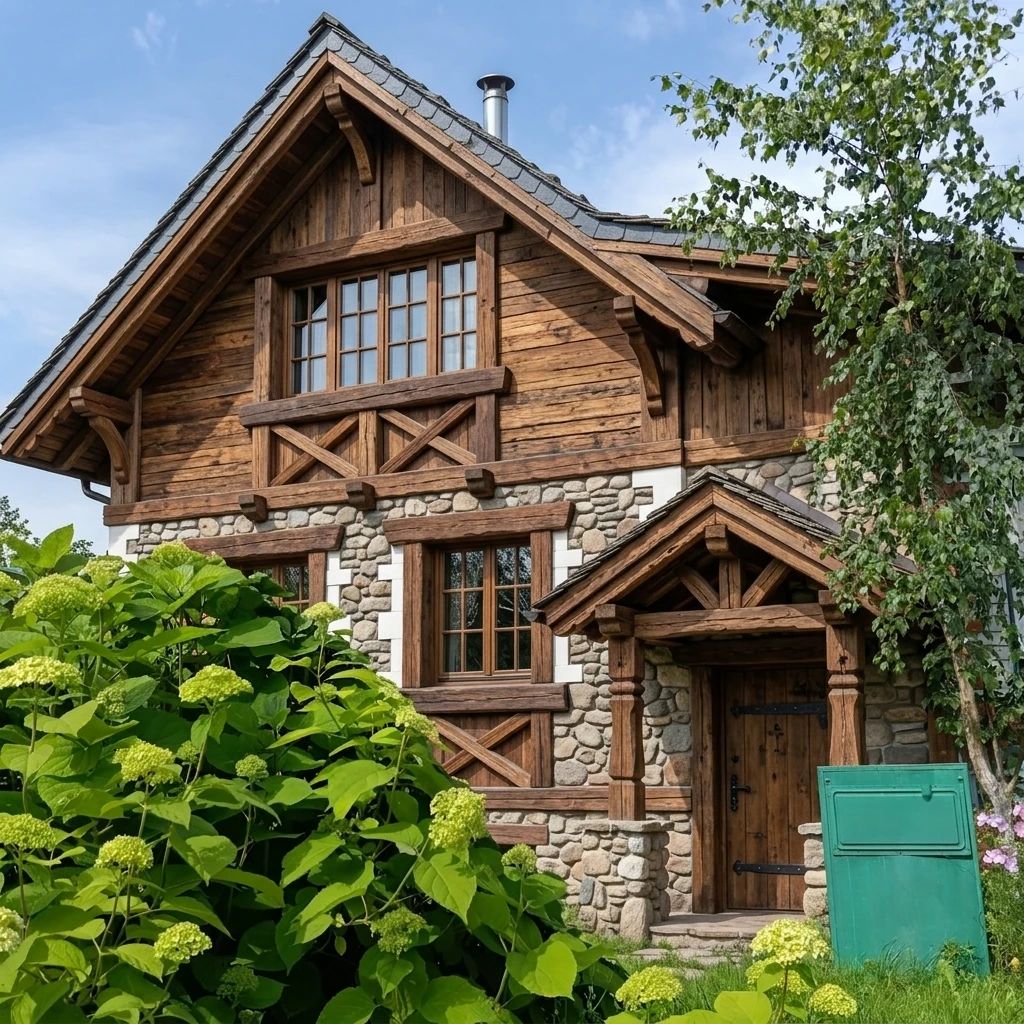 Дизайн фасада в стиле Шале — фото от нейросети AI Facade