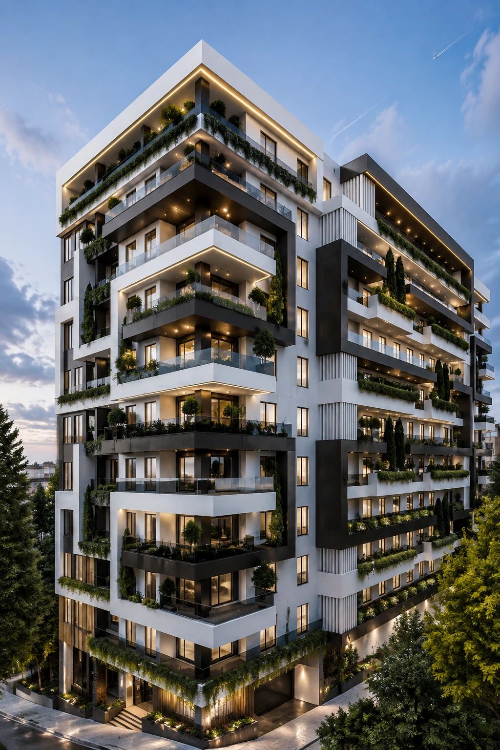 Дизайн фасада в стиле Контемпорари — фото от нейросети AI Facade