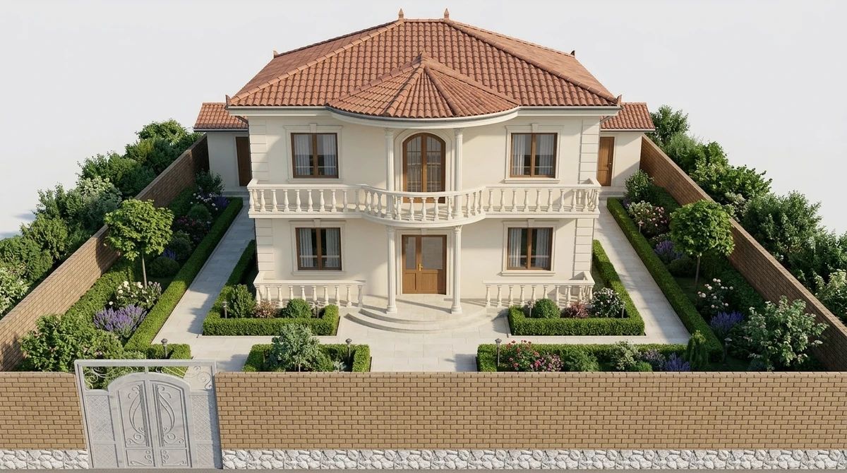 Дизайн фасада в стиле Классический — фото от нейросети AI Facade