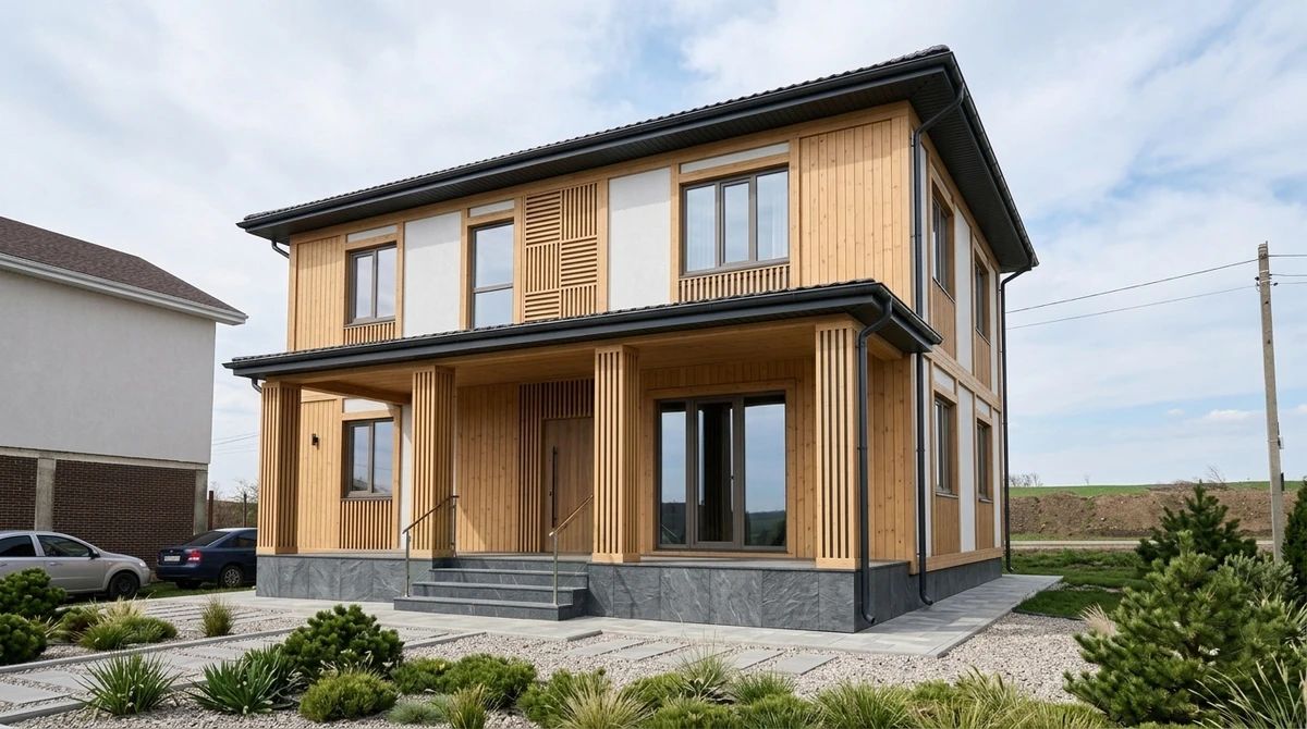 Дизайн фасада в стиле Скандинавский — фото фасада от нейросети AI Facade