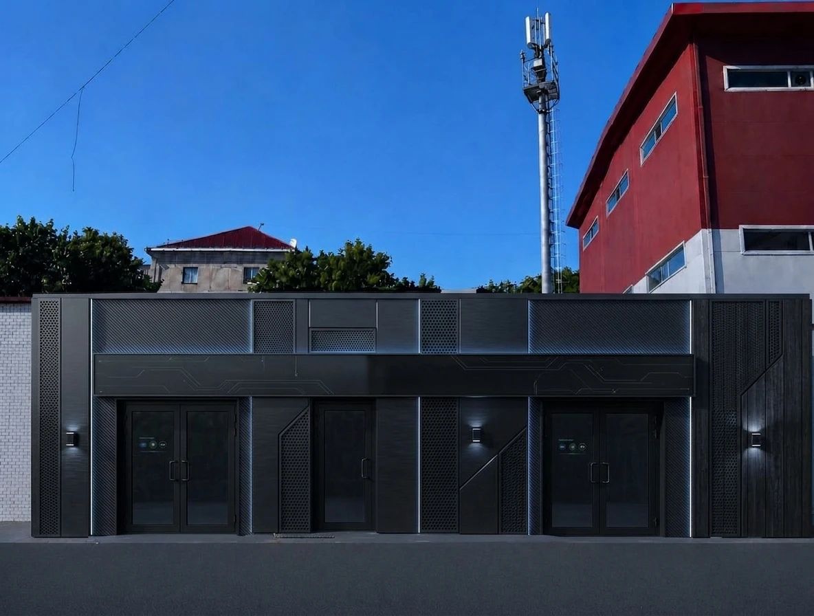 Дизайн фасада в стиле Блэктек — фото от нейросети AI Facade