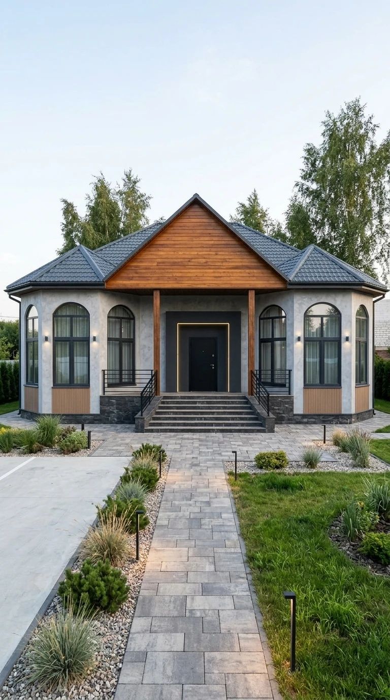 Дизайн фасада в стиле Современный — фото фасада от нейросети AI Facade