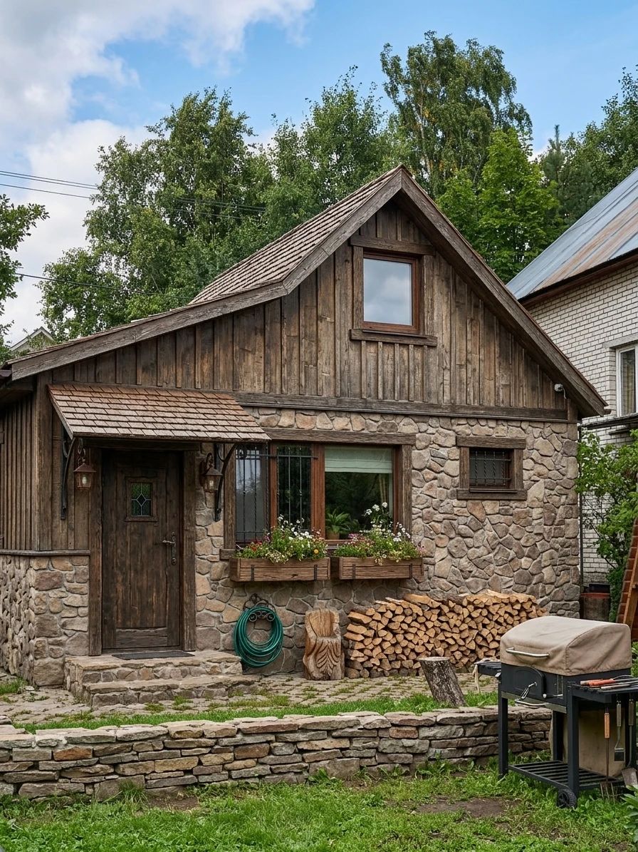 Дизайн фасада в стиле Деревенский — фото от нейросети AI Facade