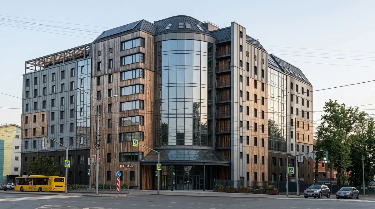 Дизайн фасада в стиле Барнхаус — фото от нейросети AI Facade