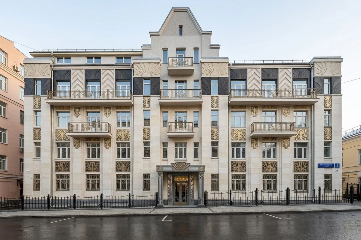 Дизайн фасада в стиле Ар-деко — фото от нейросети AI Facade