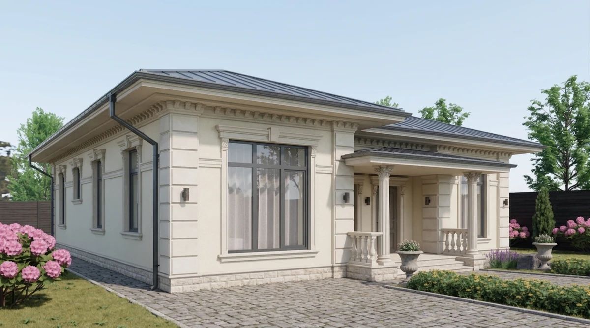 Дизайн фасада в стиле Неоклассика — фото от нейросети AI Facade