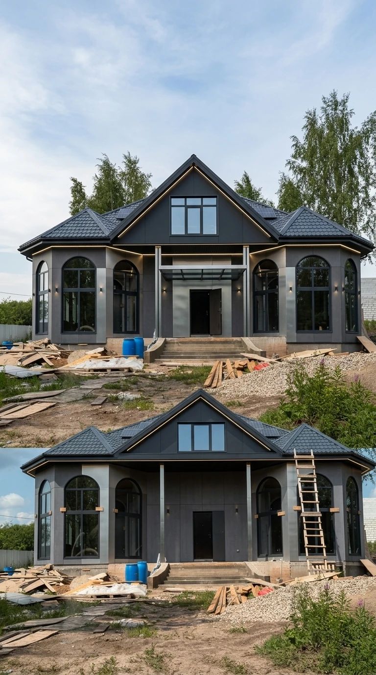 Дизайн фасада в стиле Хай-тек — фото от нейросети AI Facade