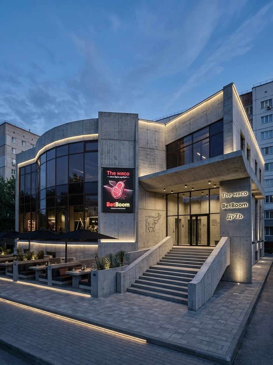 Дизайн фасада в стиле Брутализм — фото от нейросети AI Facade