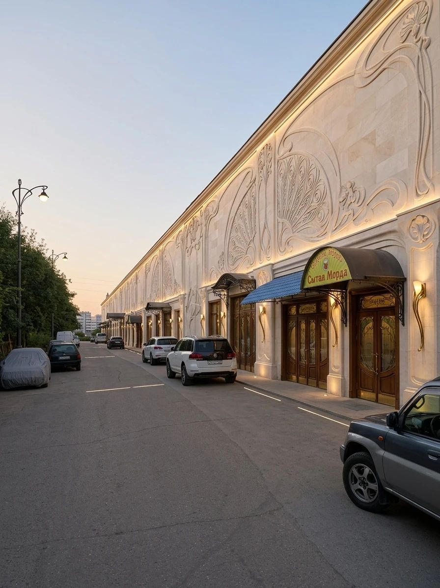 Дизайн фасада в стиле Модерн (ар-нуво) — фото от нейросети AI Facade
