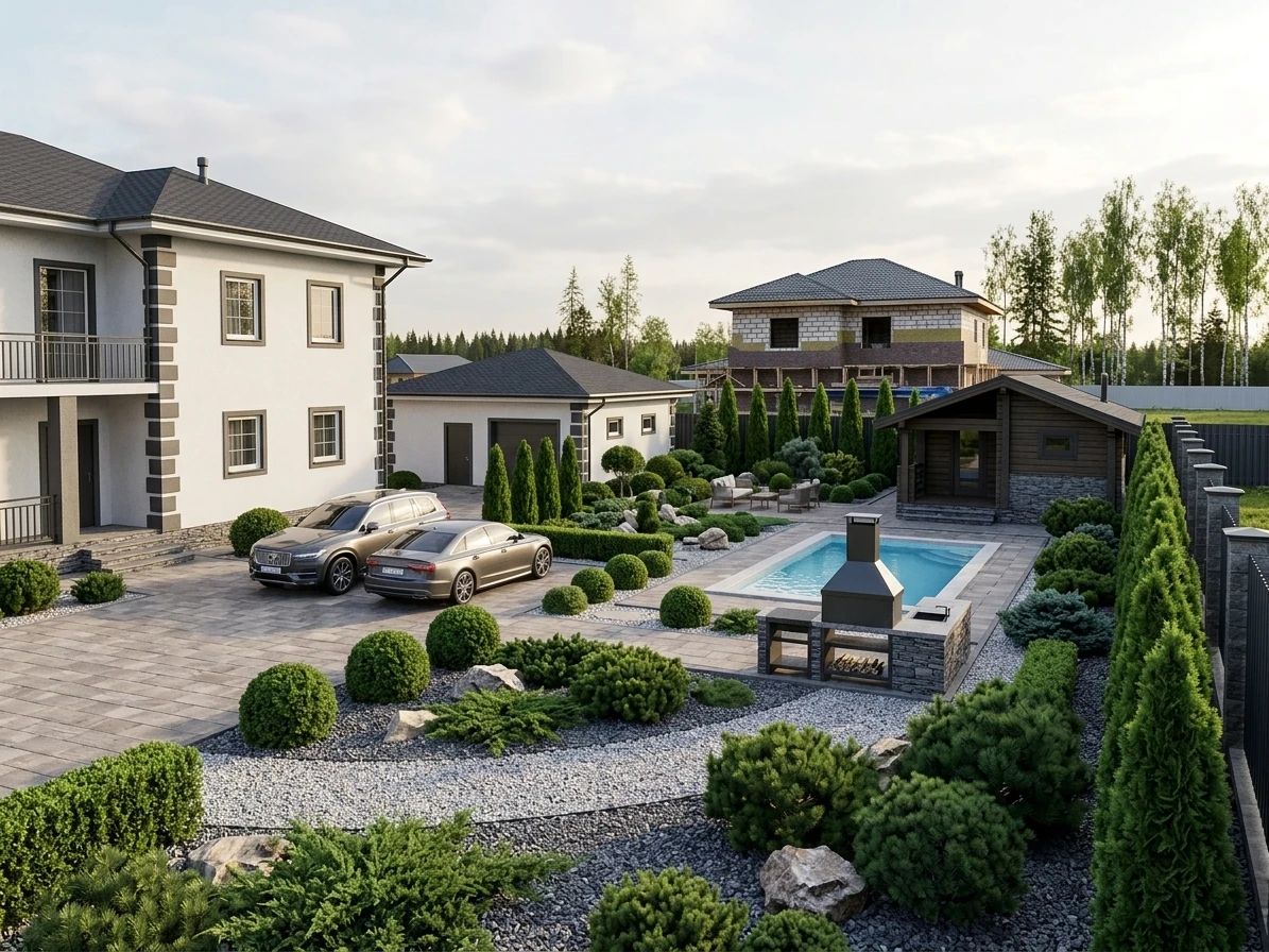 Дизайн участка в стиле Хвойный — фото от нейросети AI Facade