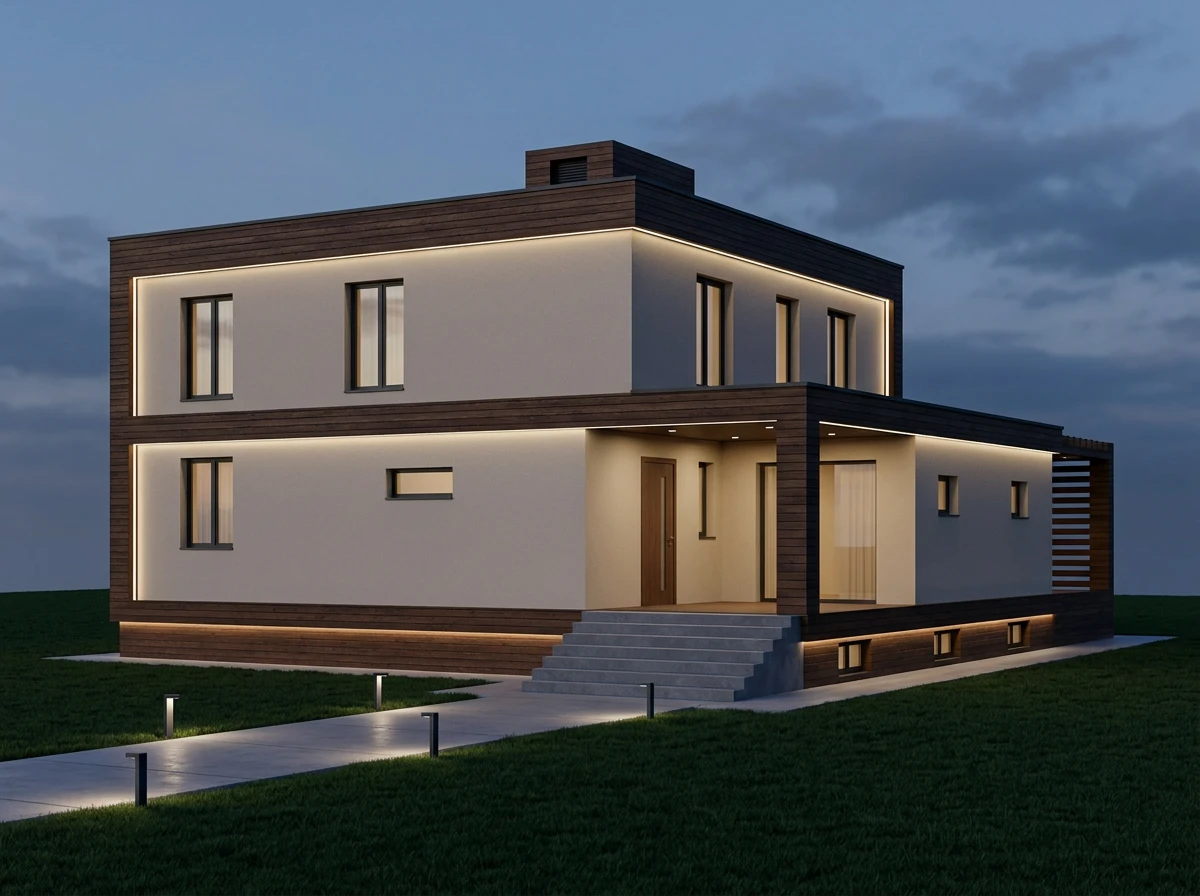 Дизайн фасада в стиле Контемпорари — Фасад от нейросети AI Facade
