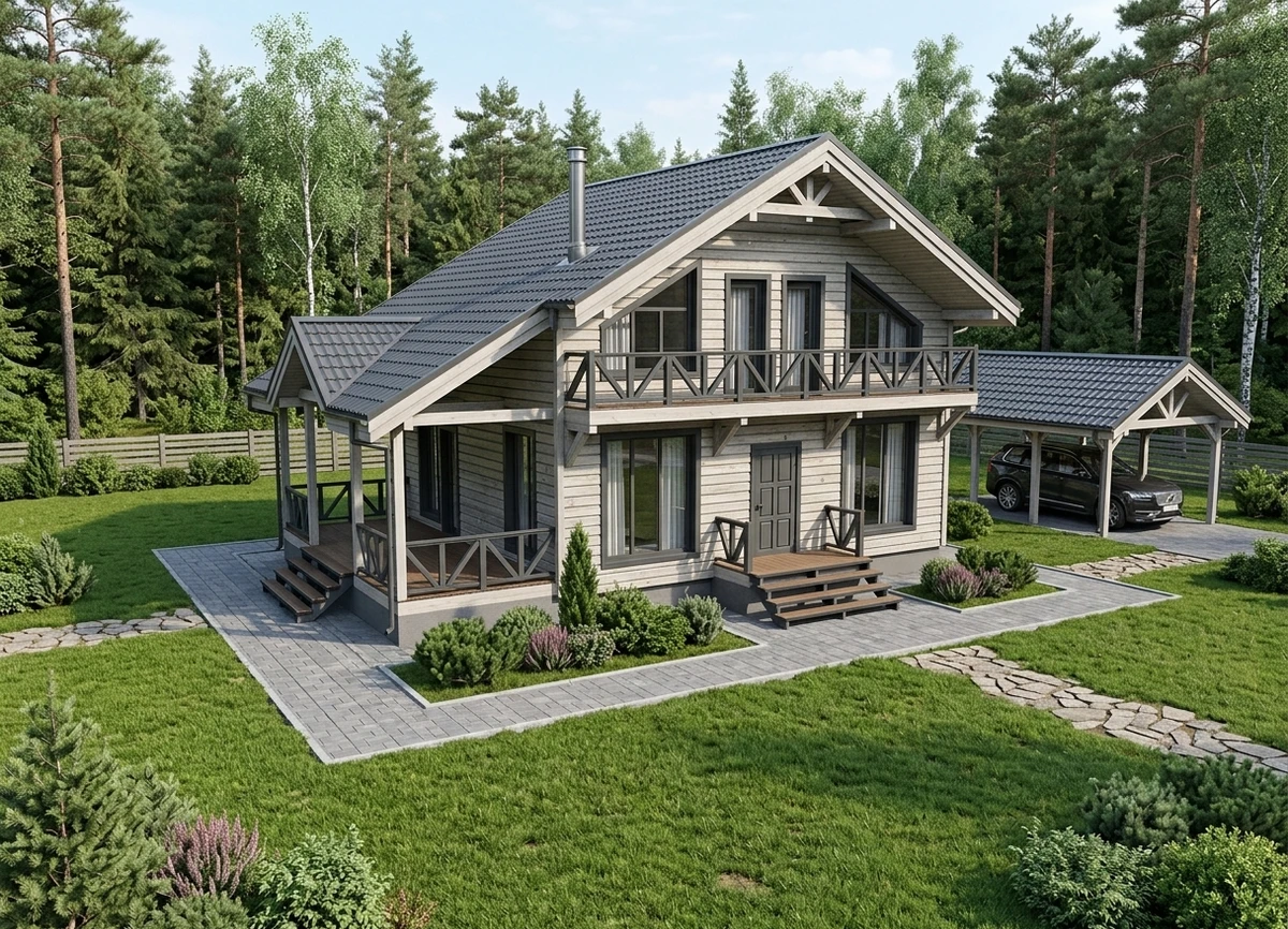 Дизайн фасада в стиле Скандинавский — фото фасада от нейросети AI Facade