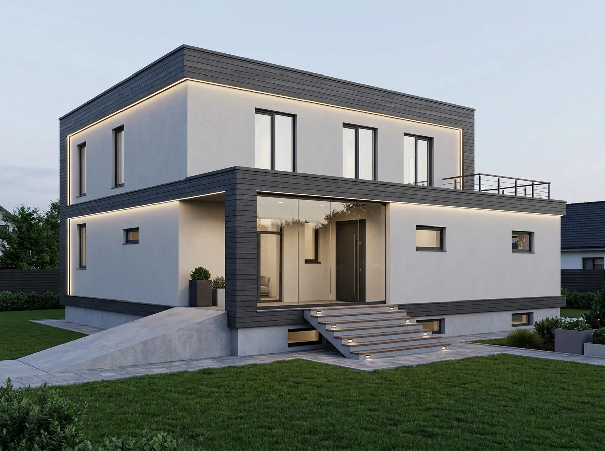 Дизайн фасада в стиле Контемпорари — Фасад от нейросети AI Facade