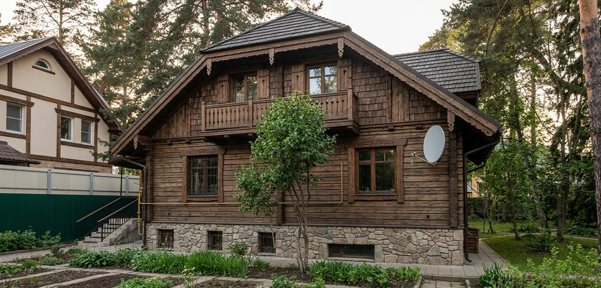 Дизайн фасада в стиле Шале — Фасад от нейросети AI Facade