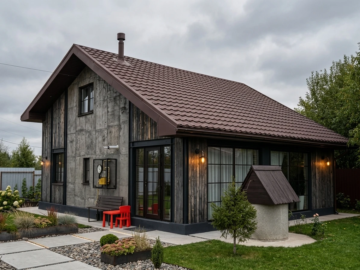 Дизайн фасада в стиле Лофт — Фасад от нейросети AI Facade