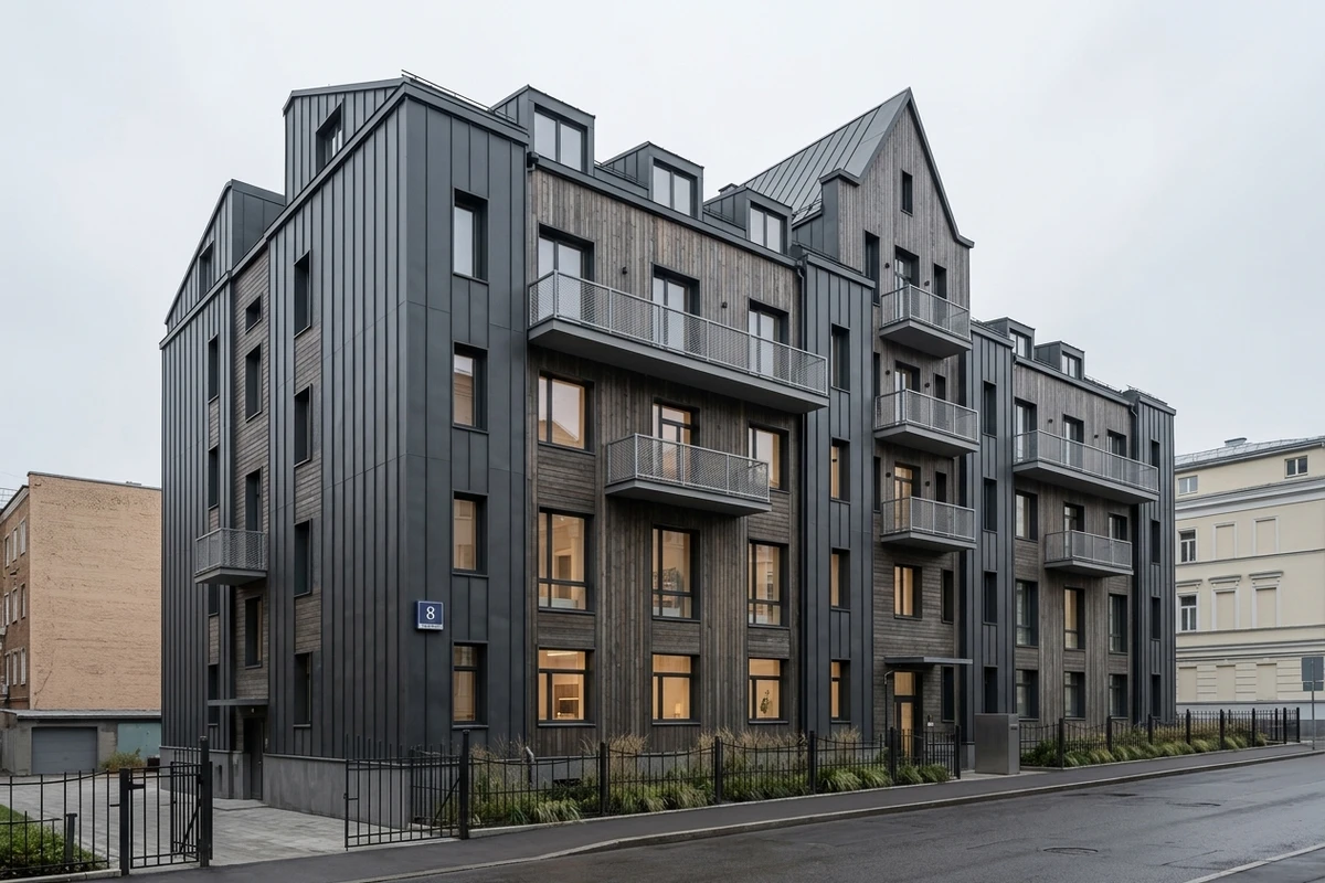 Дизайн фасада в стиле Барнхаус — Фасад от нейросети AI Facade