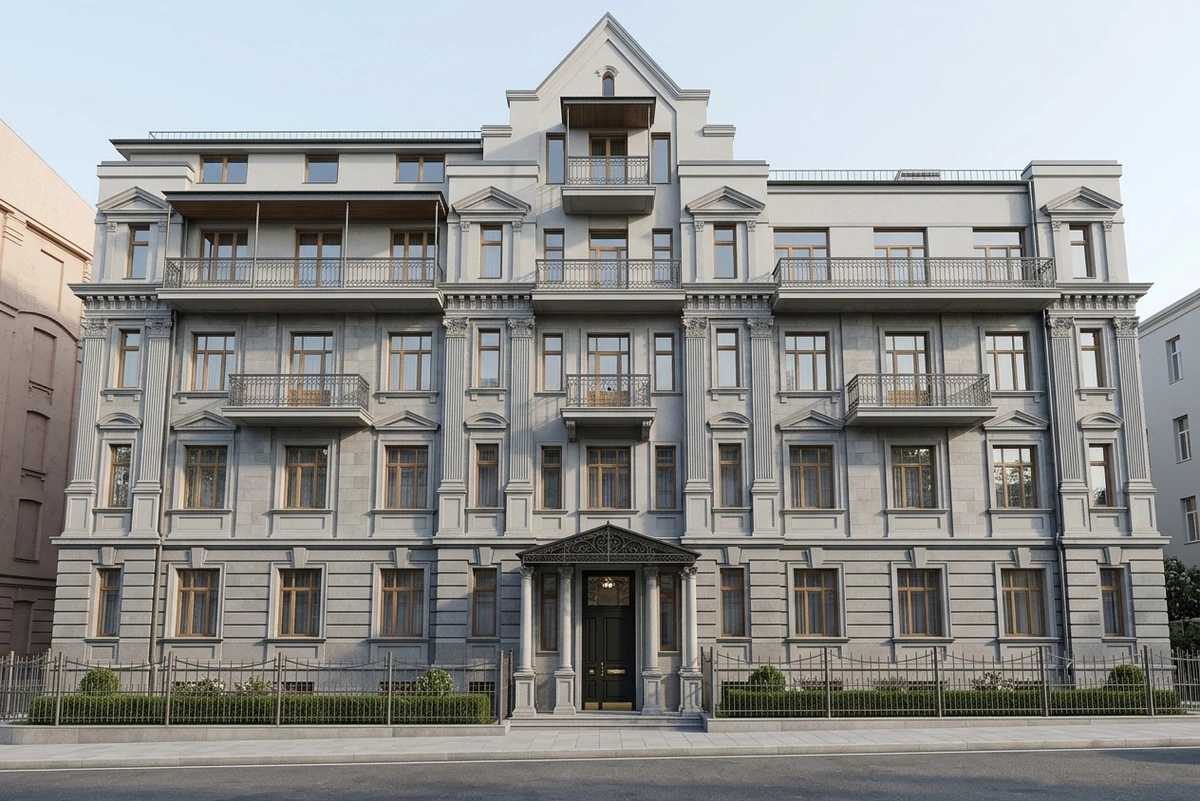 Дизайн фасада в стиле Неоклассика — Фасад от нейросети AI Facade