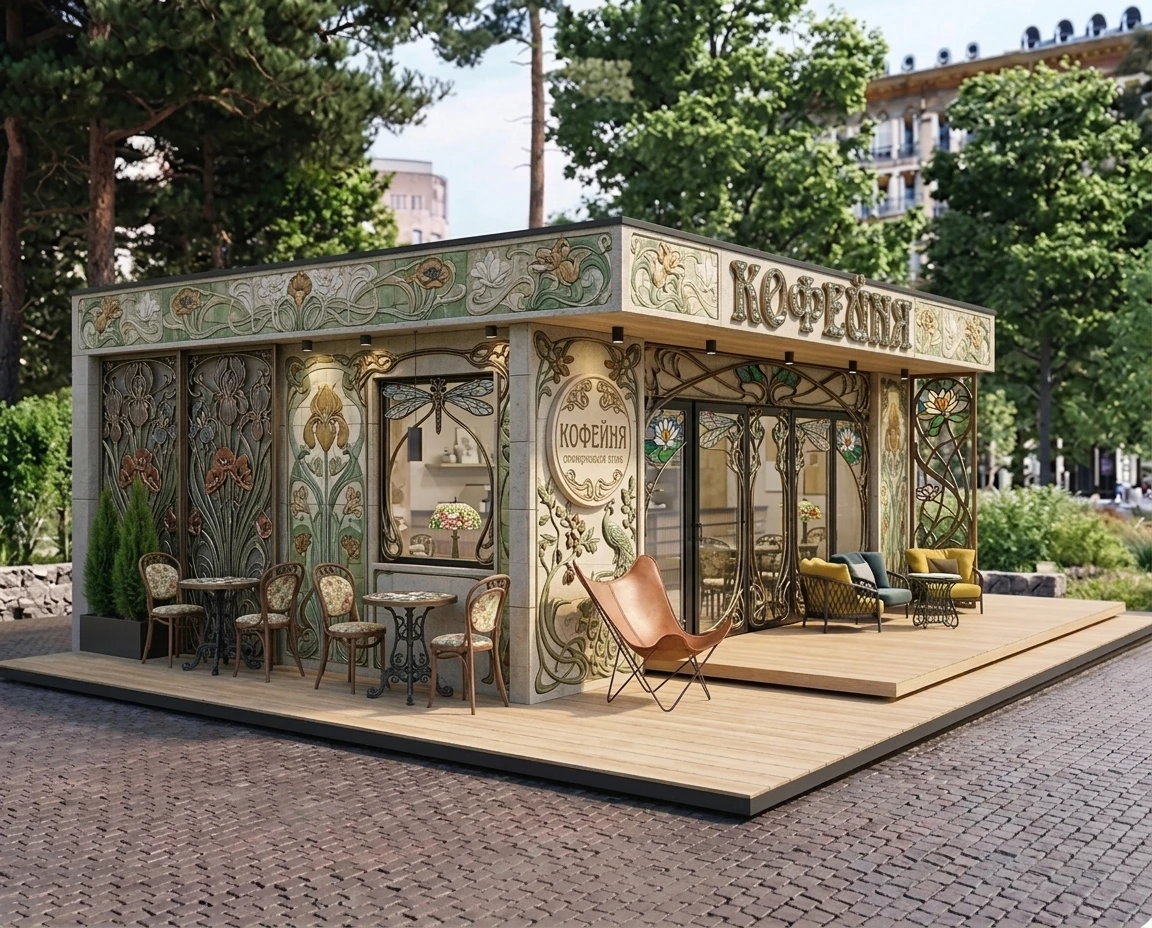 Дизайн фасада в стиле Модерн (ар-нуво) — Фасад от нейросети AI Facade