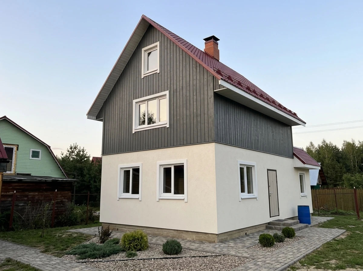 Дизайн фасада в стиле Барнхаус — Фасад от нейросети AI Facade