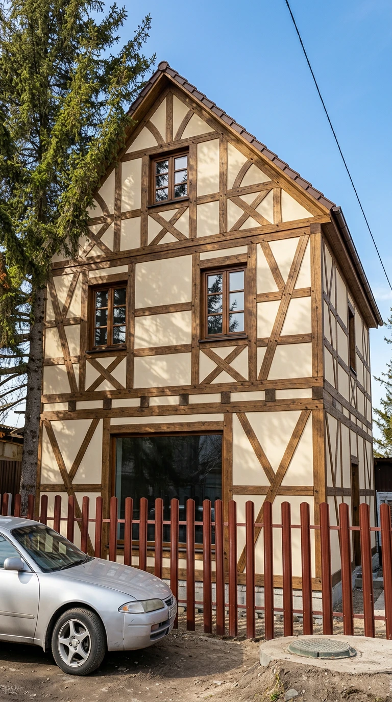 Дизайн фасада в стиле Фахверк — Фасад от нейросети AI Facade