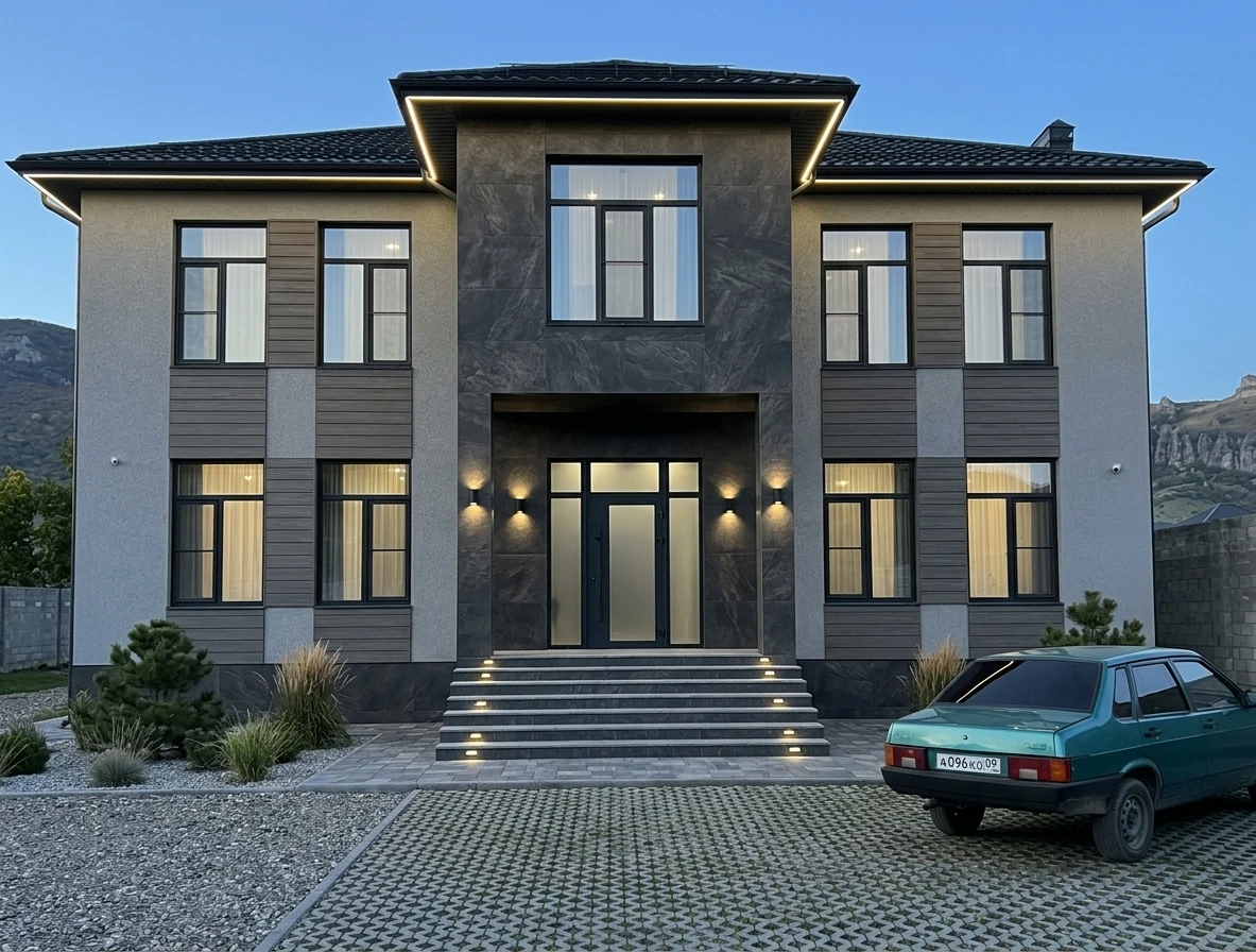 Дизайн фасада в стиле Современный — фото фасада от нейросети AI Facade