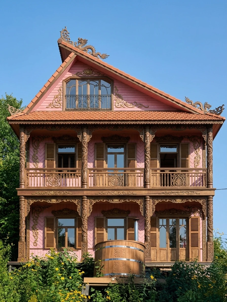 Дизайн фасада в стиле Модерн (ар-нуво) — Фасад от нейросети AI Facade