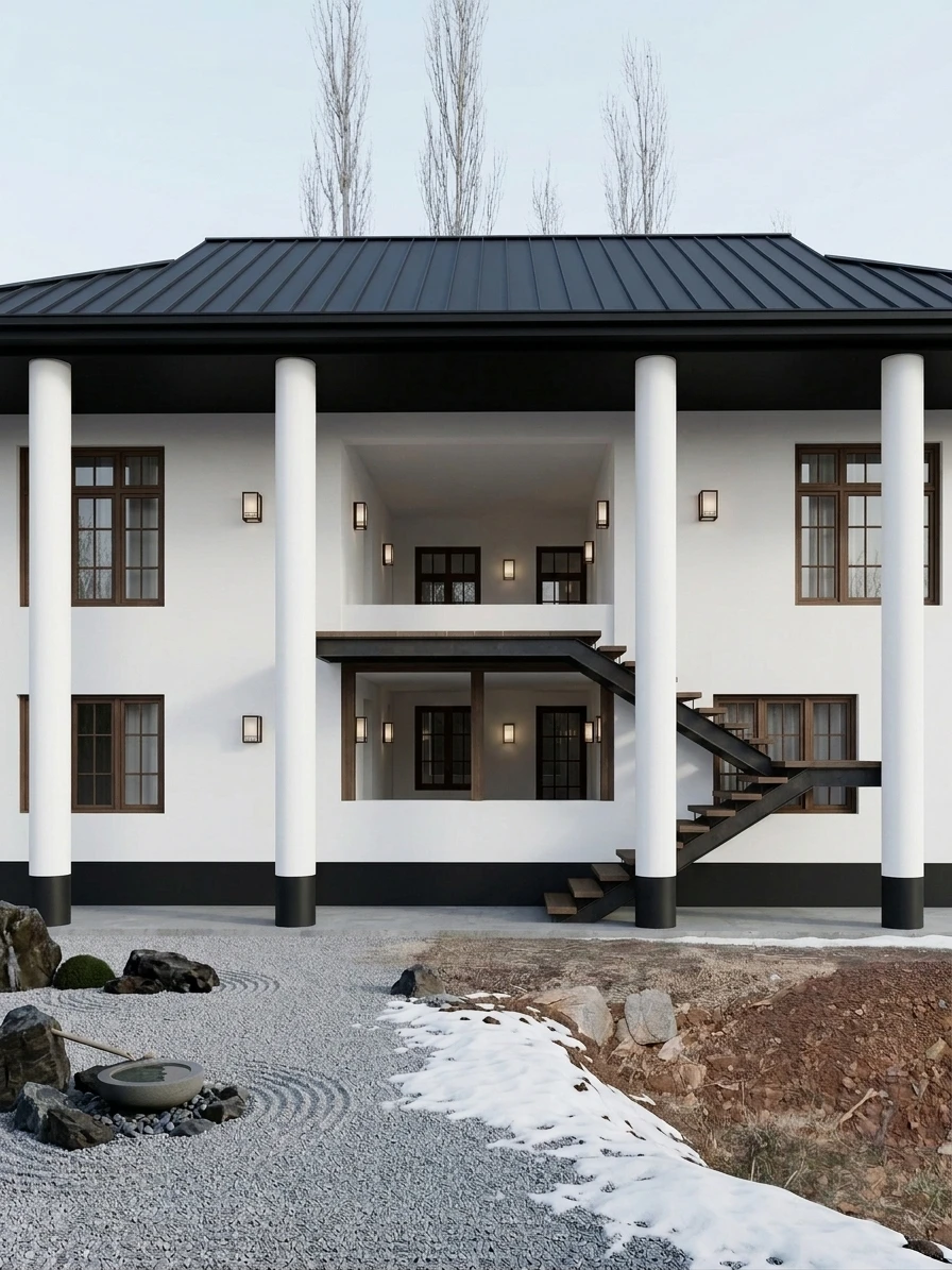 Дизайн фасада в стиле Японский минимализм — фото фасада от нейросети AI Facade