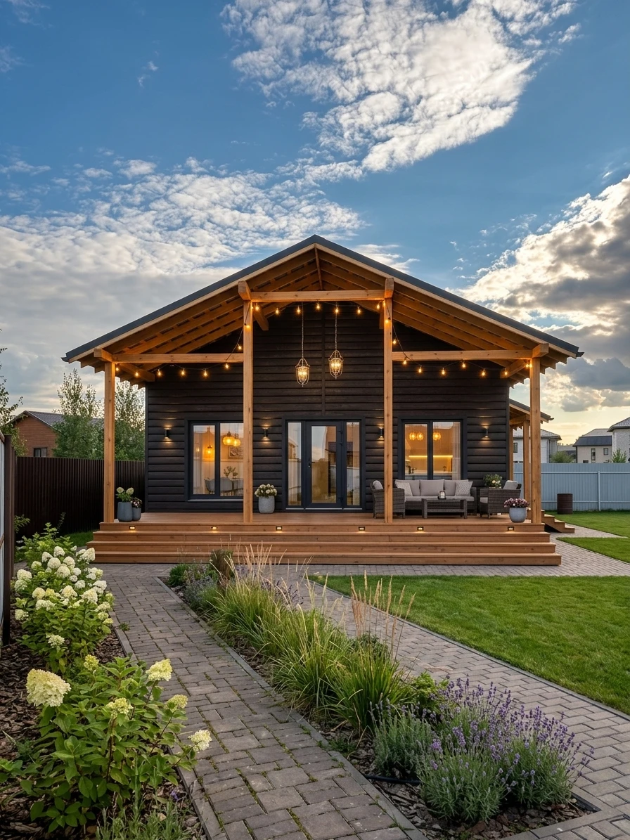 Дизайн фасада в стиле Барнхаус — Фасад от нейросети AI Facade