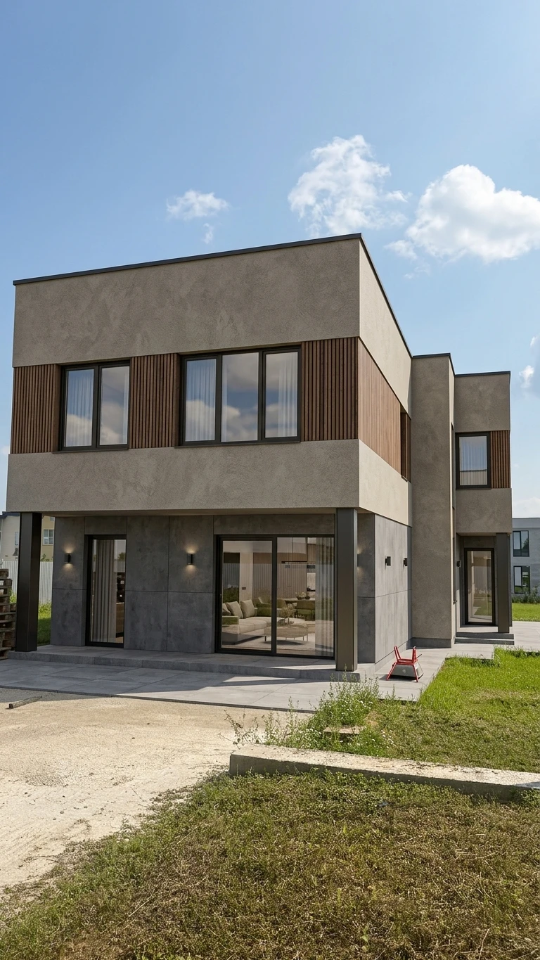 Дизайн фасада в стиле Контемпорари — Фасад от нейросети AI Facade