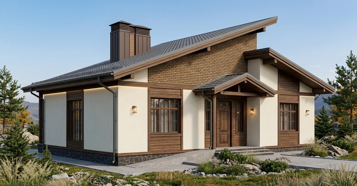 Дизайн фасада в стиле Шале — Фасад от нейросети AI Facade