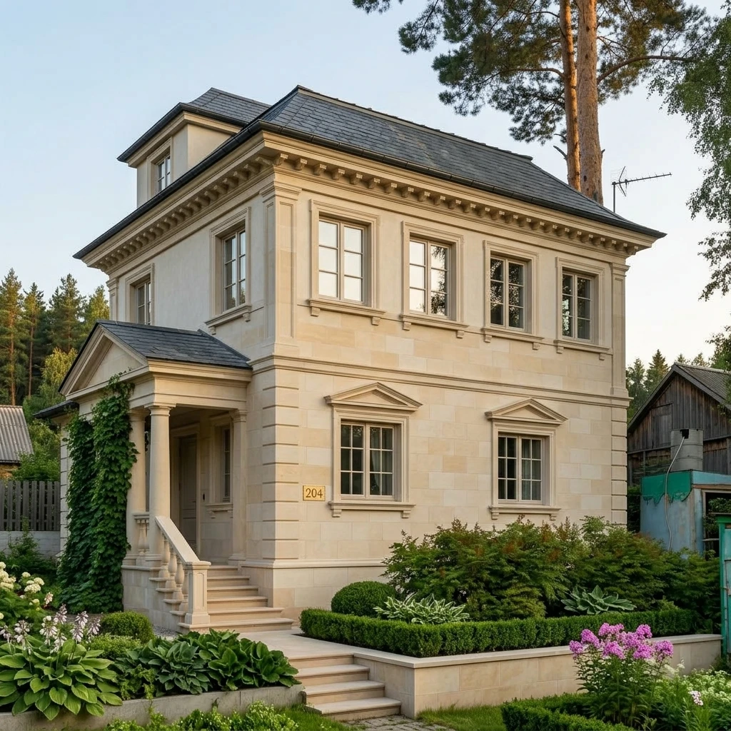 Дизайн фасада в стиле Классический — фото фасада от нейросети AI Facade
