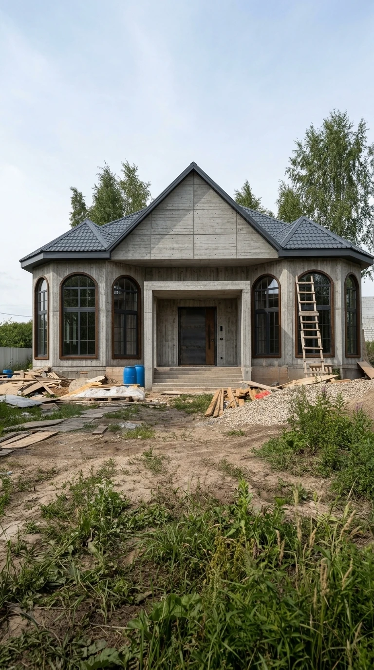 Дизайн фасада в стиле Брутализм — Фасад от нейросети AI Facade