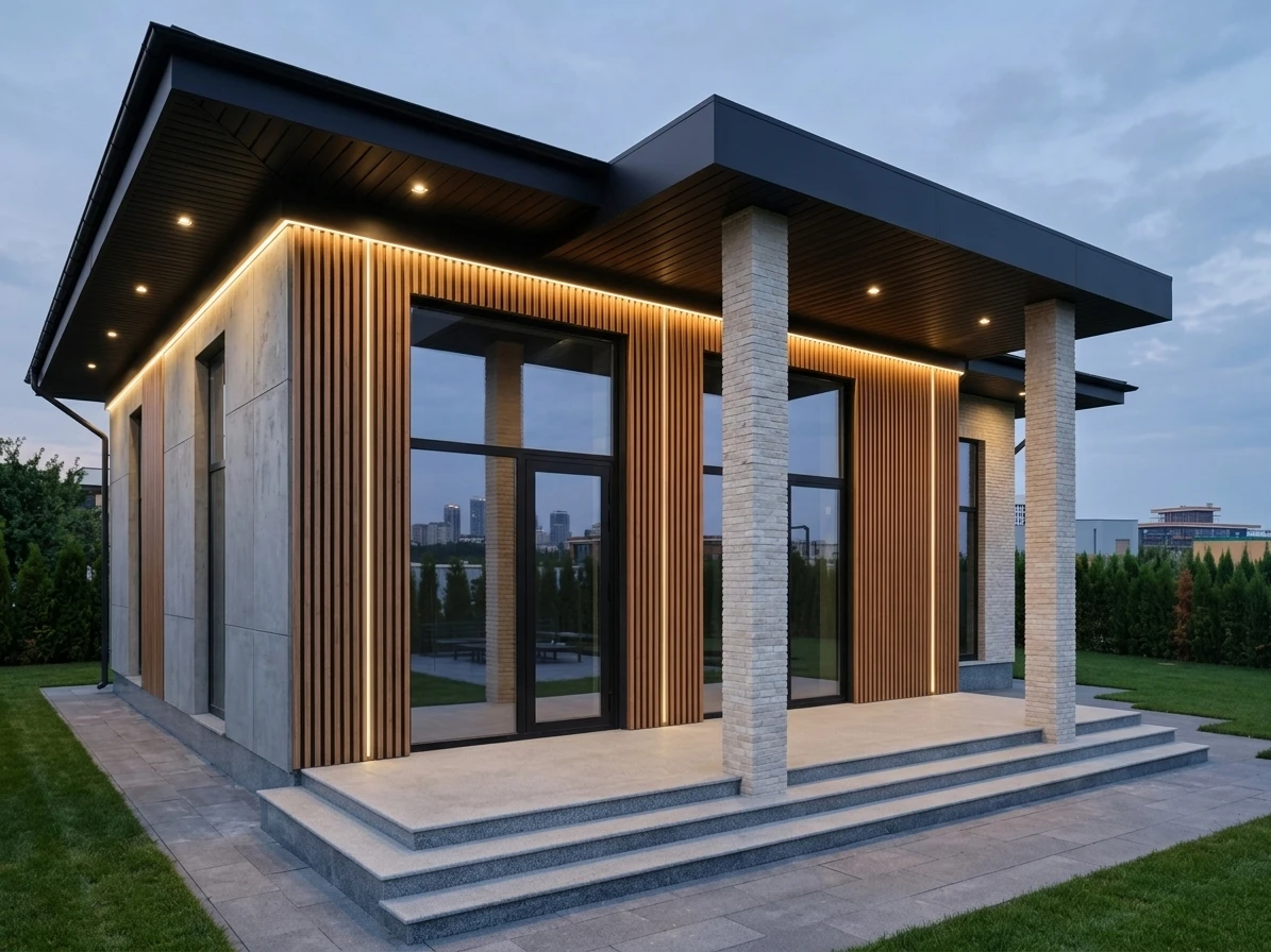 Дизайн фасада в стиле Контемпорари — Фасад от нейросети AI Facade