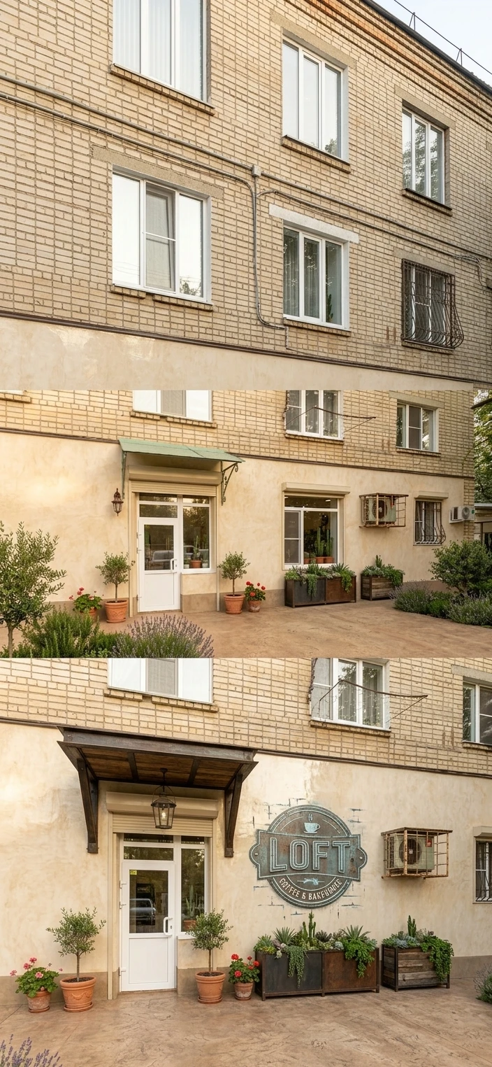 Дизайн фасада в стиле Лофт — Фасад от нейросети AI Facade