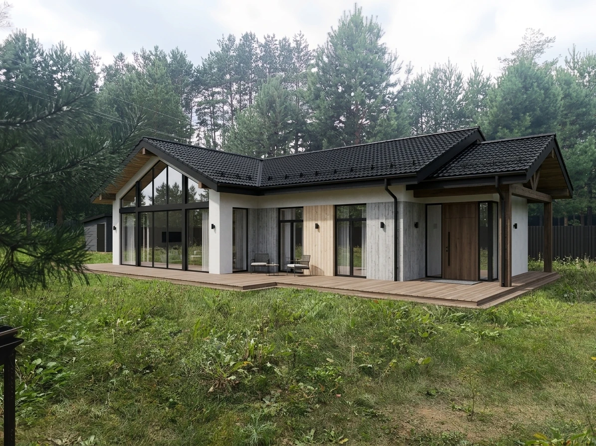 Дизайн фасада в стиле Шале — Фасад от нейросети AI Facade