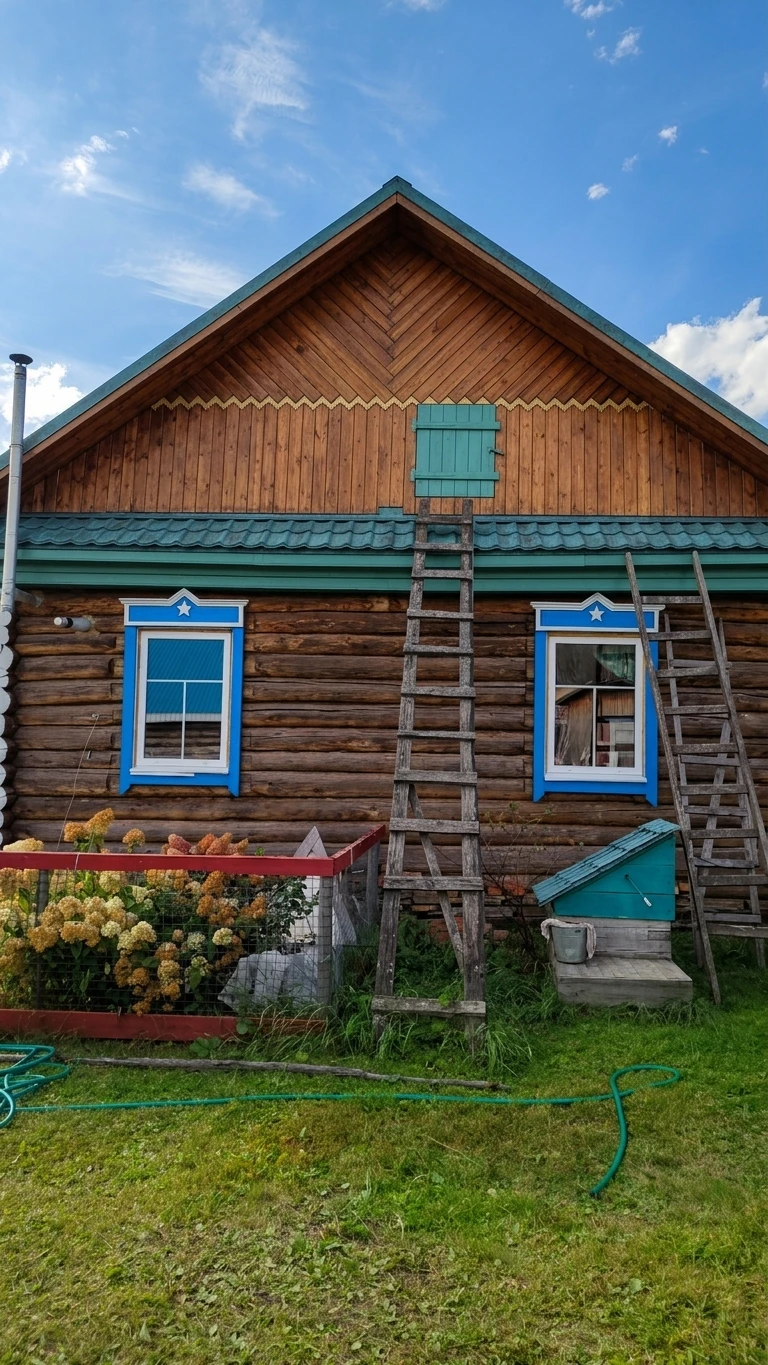 Дизайн фасада в стиле Деревенский — фото фасада от нейросети AI Facade