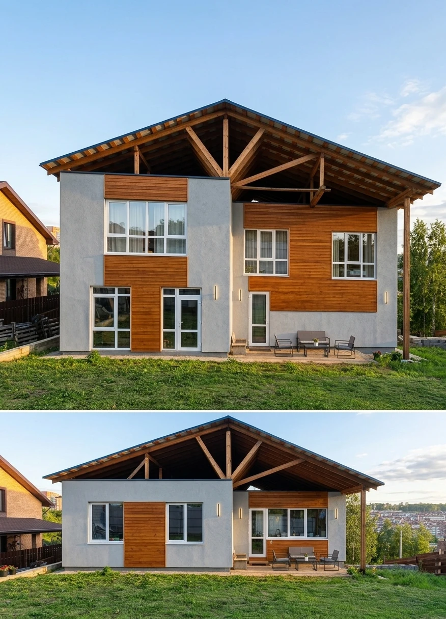 Дизайн фасада в стиле Современный — фото фасада от нейросети AI Facade