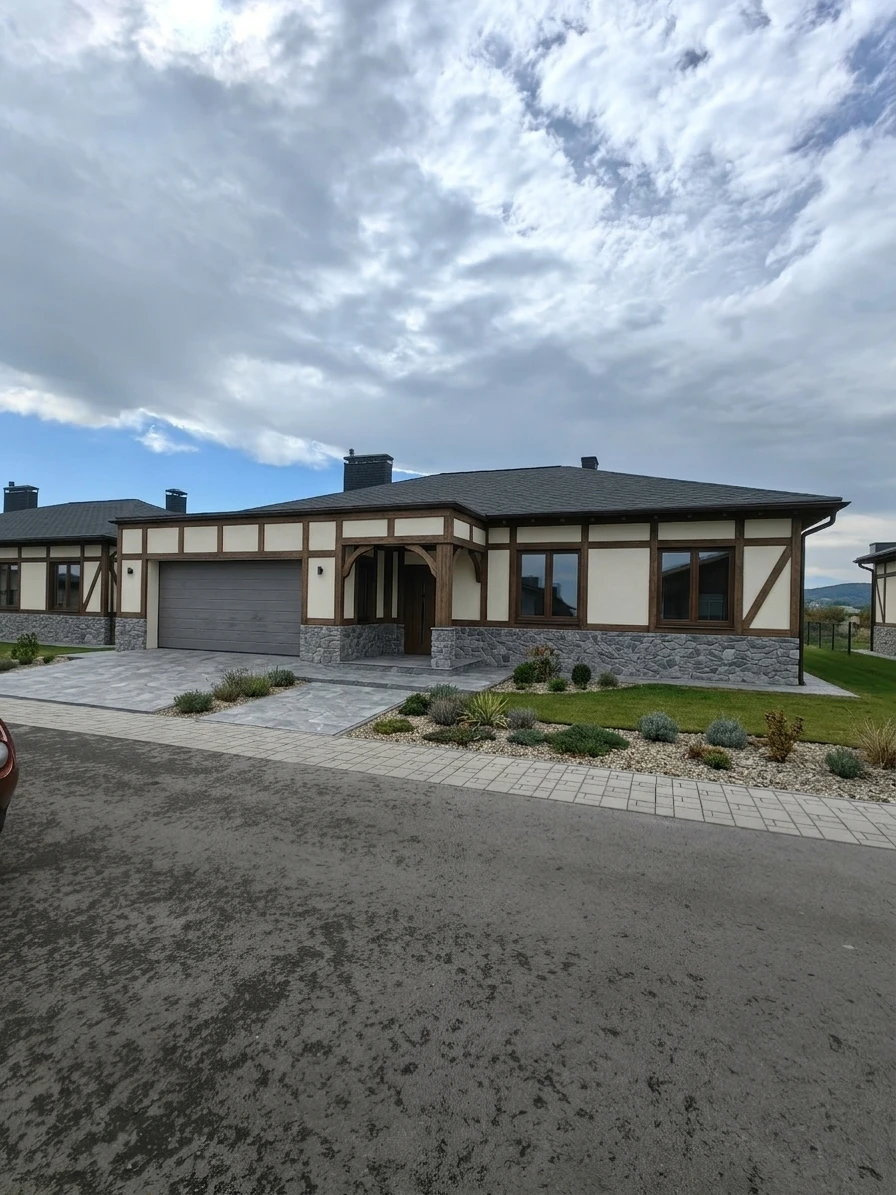 Дизайн фасада в стиле Фахверк — Фасад от нейросети AI Facade