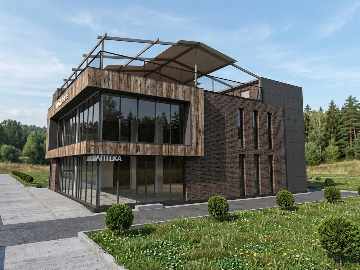 Дизайн фасада в стиле Лофт — Фасад от нейросети AI Facade