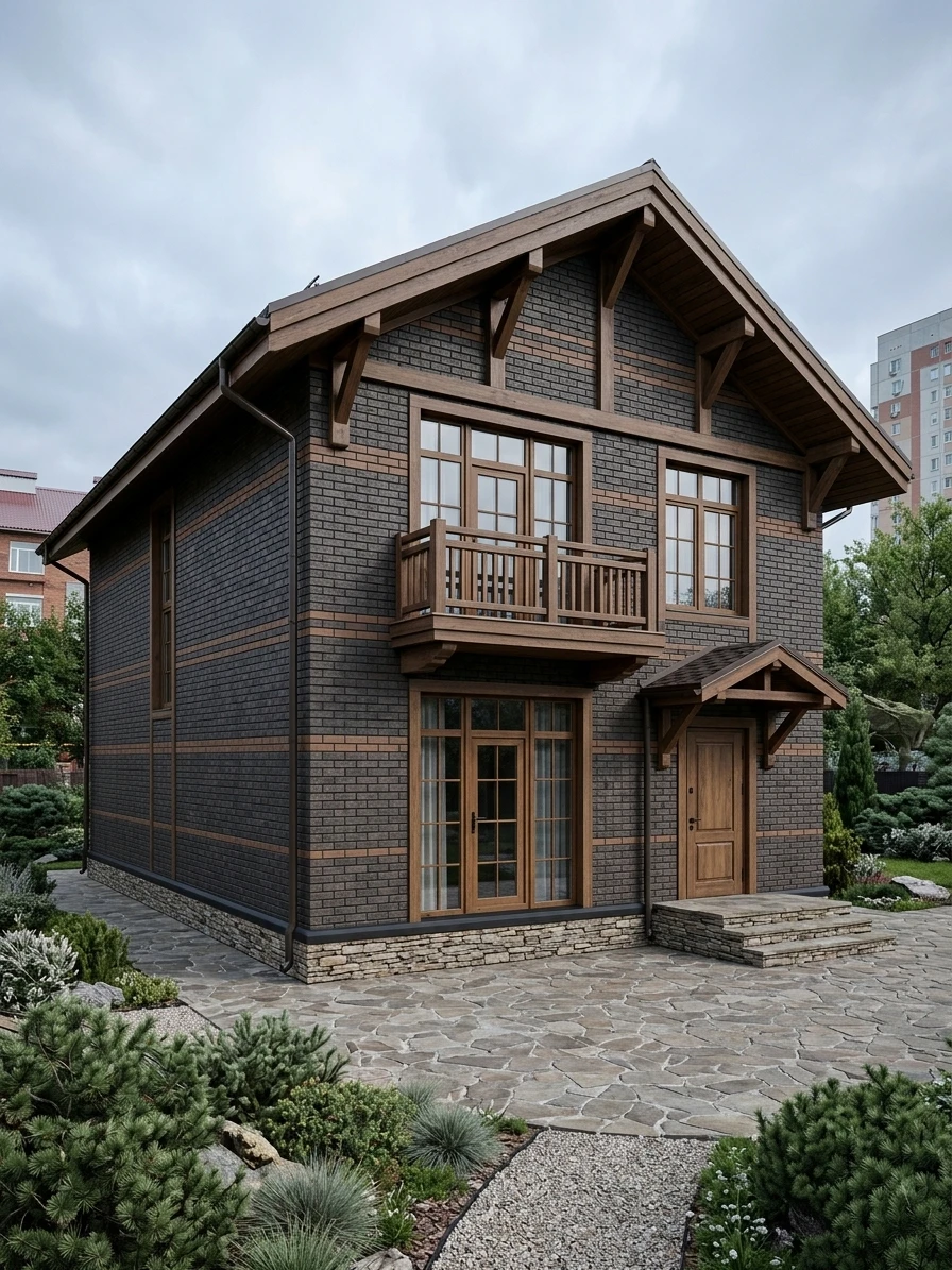 Дизайн фасада в стиле Шале — Фасад от нейросети AI Facade