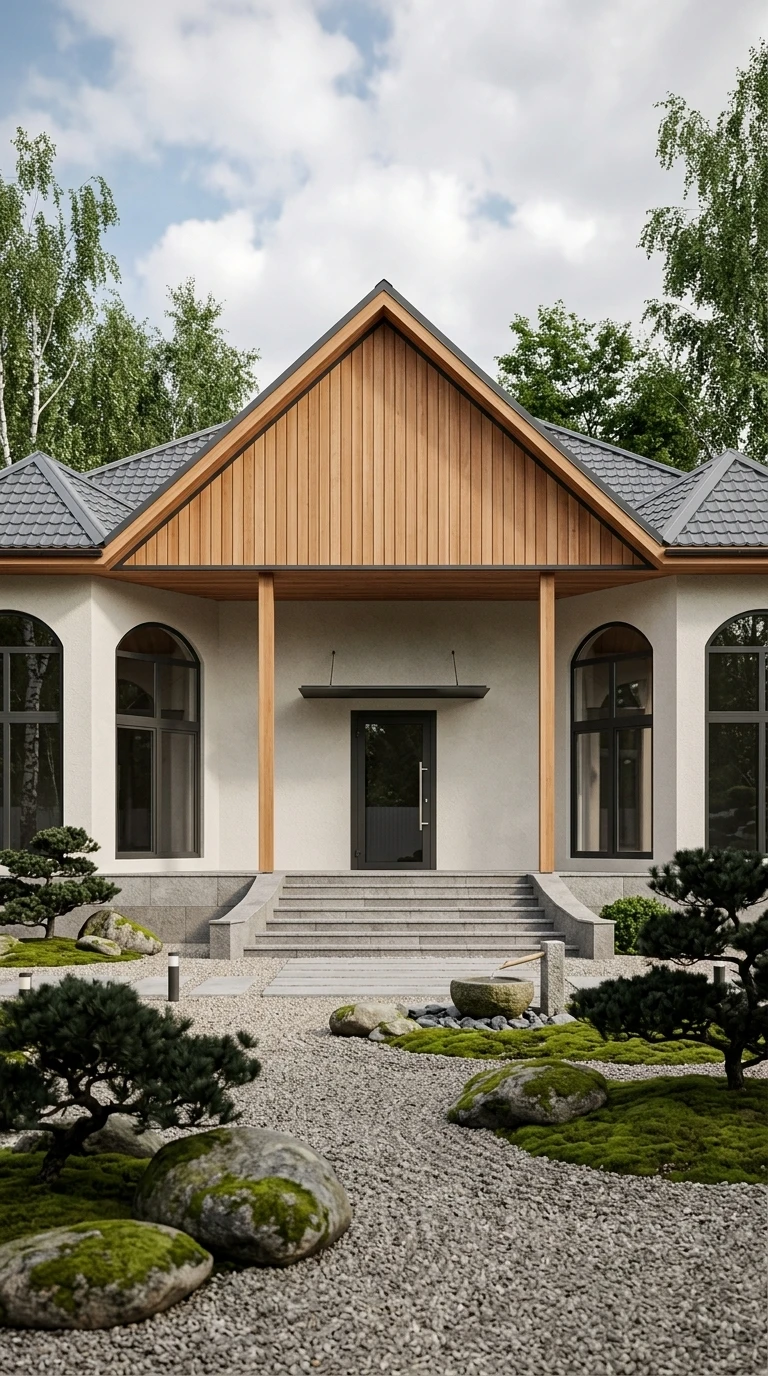 Дизайн фасада в стиле Японский минимализм — Фасад от нейросети AI Facade