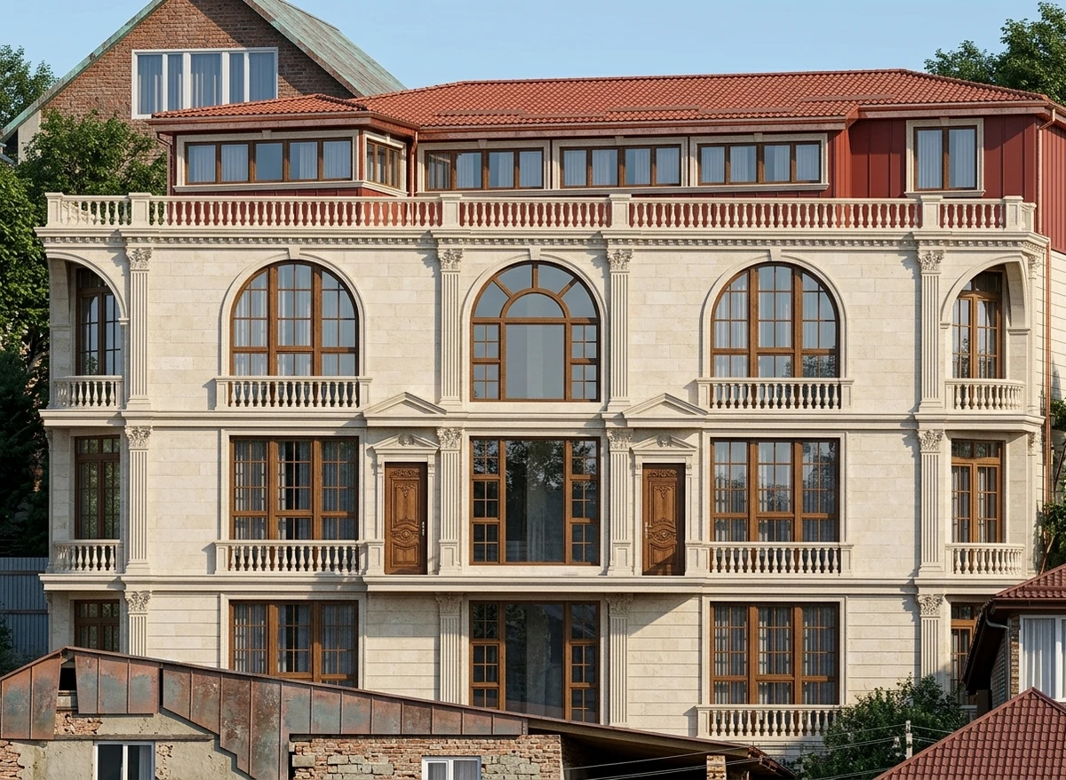 Дизайн фасада в стиле Классический — фото фасада от нейросети AI Facade