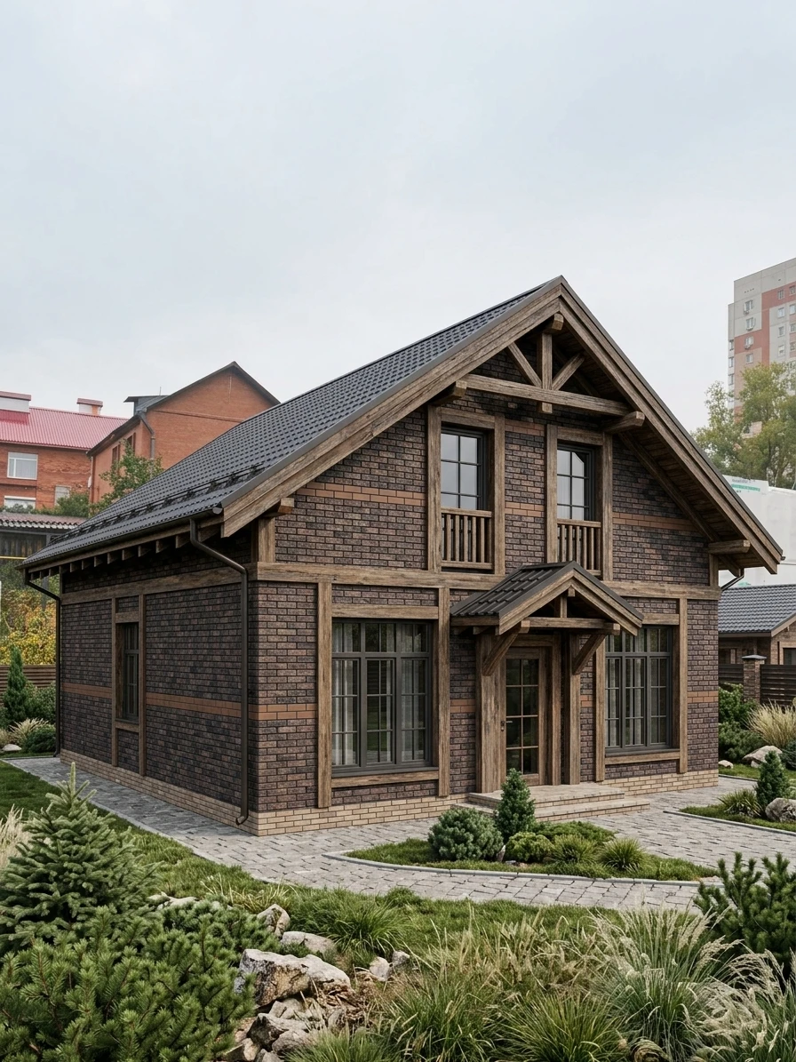 Дизайн фасада в стиле Шале — Фасад от нейросети AI Facade
