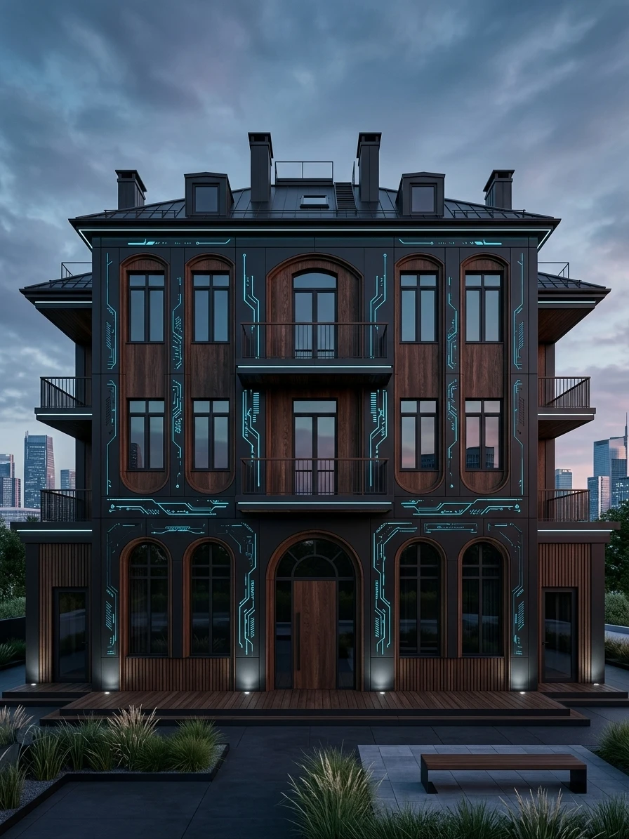 Дизайн фасада в стиле Блэктек — Фасад от нейросети AI Facade