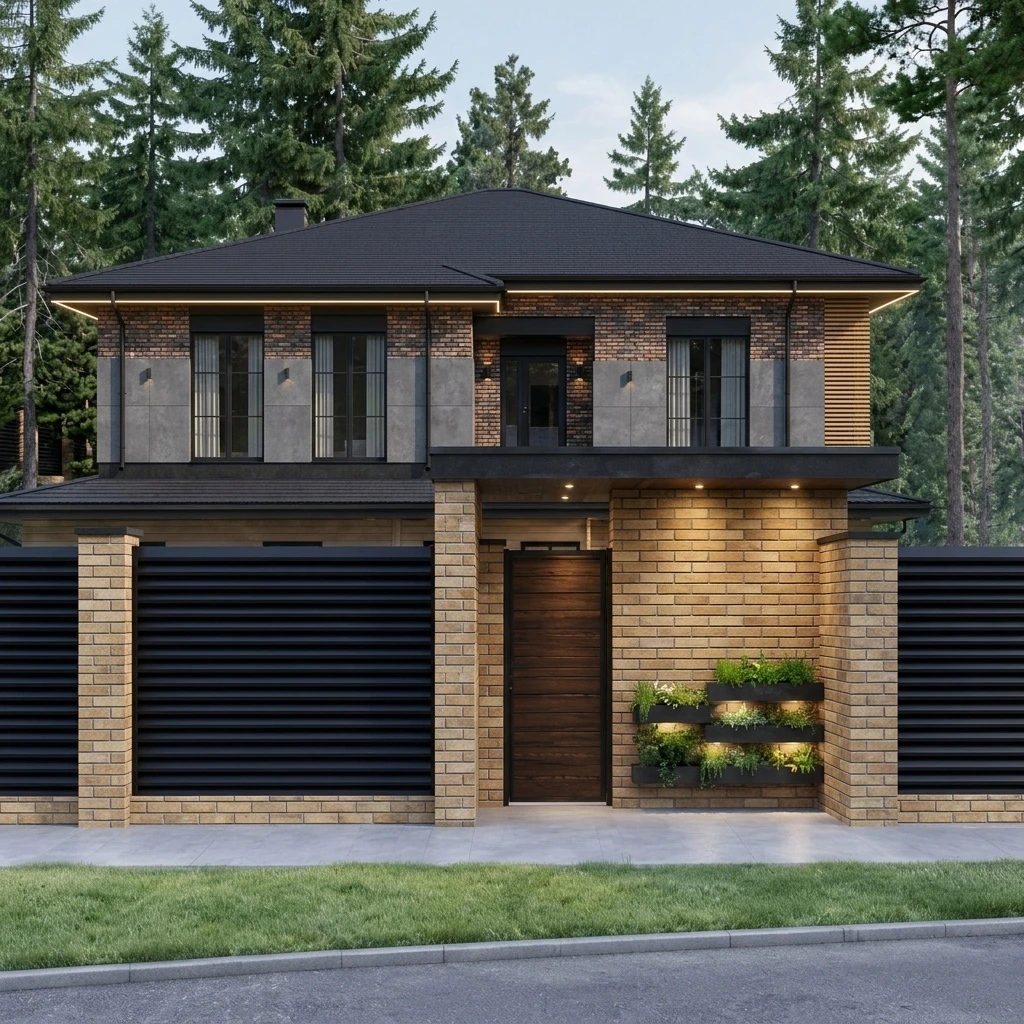 Дизайн фасада в стиле Лофт — Фасад от нейросети AI Facade