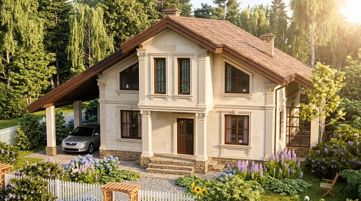 Дизайн фасада в стиле Классический — фото фасада от нейросети AI Facade