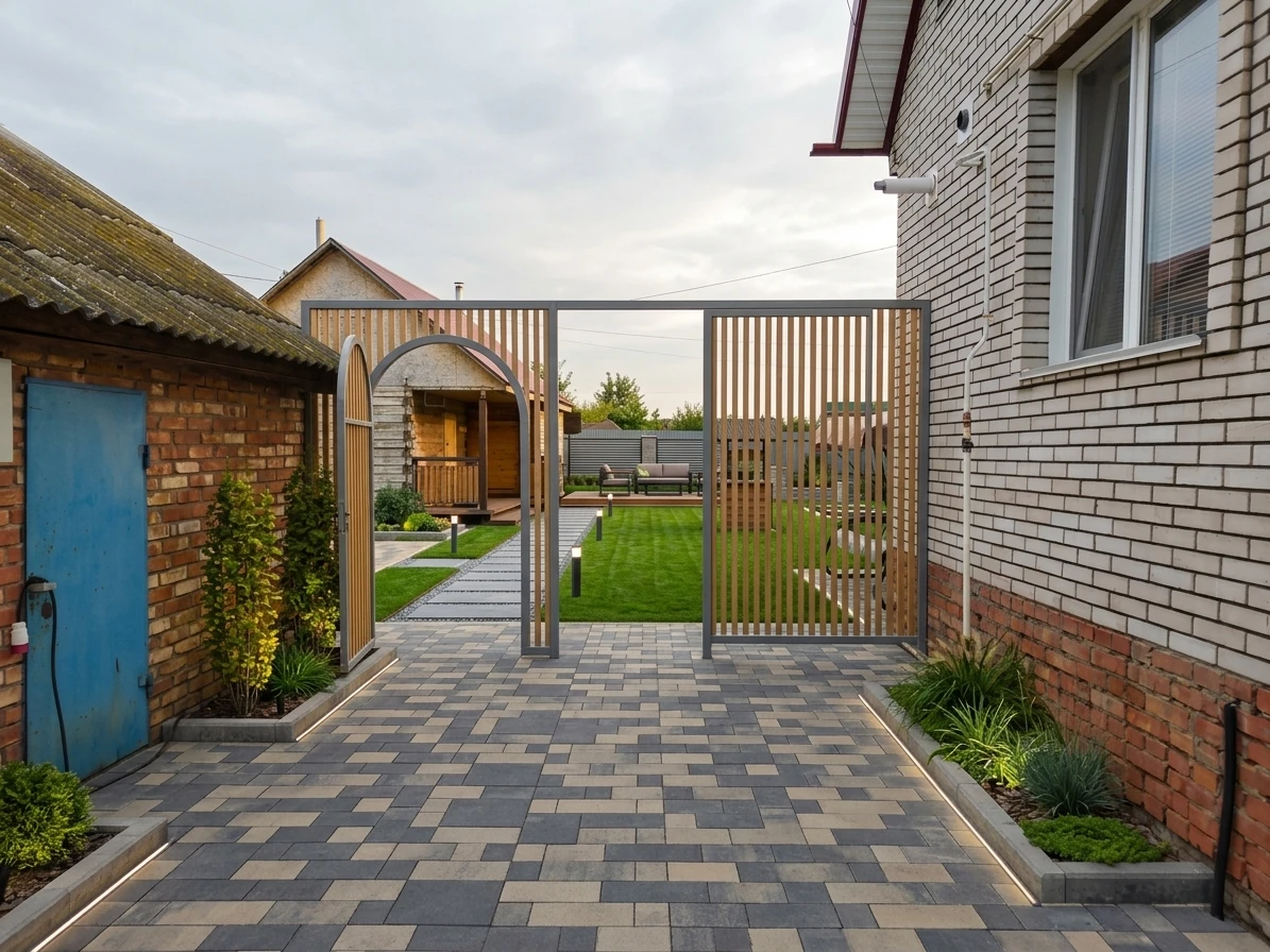 Ландшафтный дизайн в стиле Современный — Участок от нейросети AI Facade