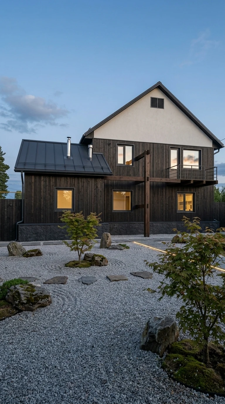 Дизайн фасада в стиле Японский минимализм — Фасад от нейросети AI Facade